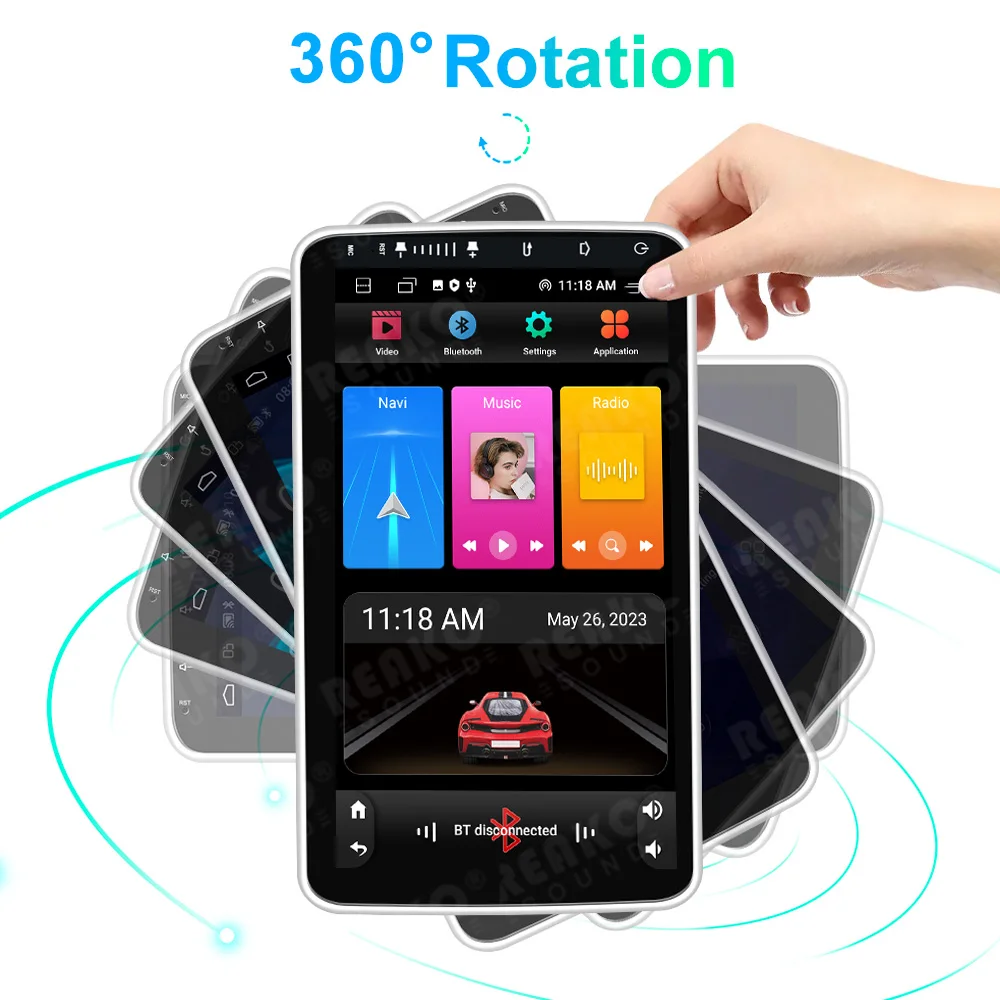 TOYOUSONIC 1 din Carplay Android Auto 9inch 360° rotatable Touch Screen Car Radio WIFI GPS USB BT Autoradio Multimedia Player