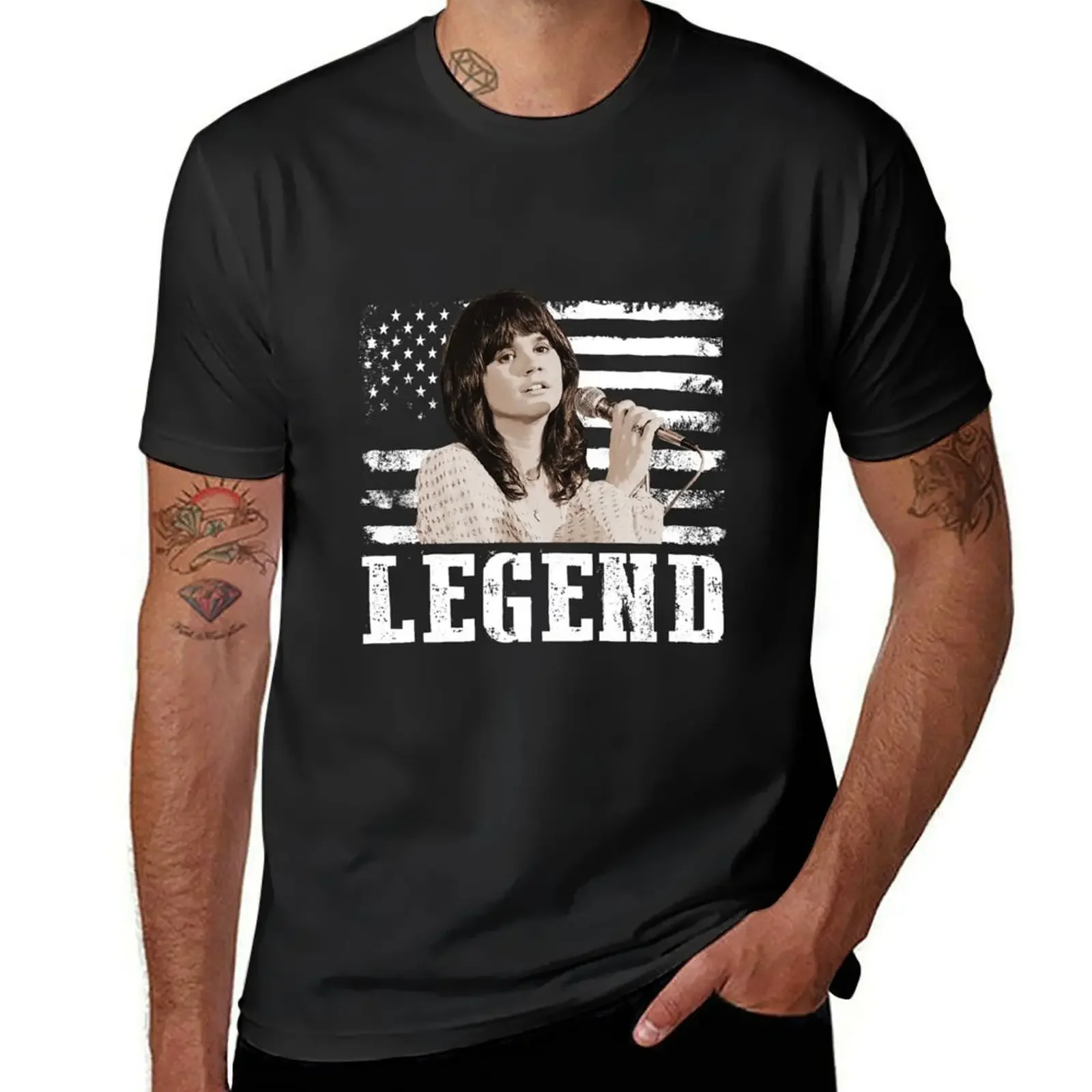 

Distressed American Flag Linda Ronstadt Music Legend T-Shirt Short sleeve tee animal prinfor boys fitted t shirts for men