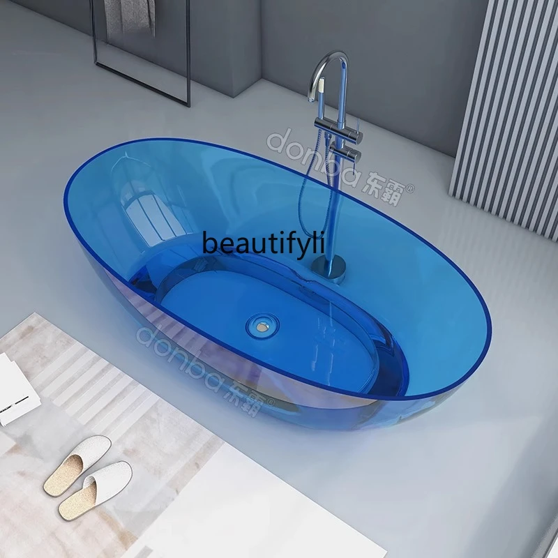 

Transparent bathtub Color resin crystal bathtub Independent integrated oval bed and breakfast bathtub