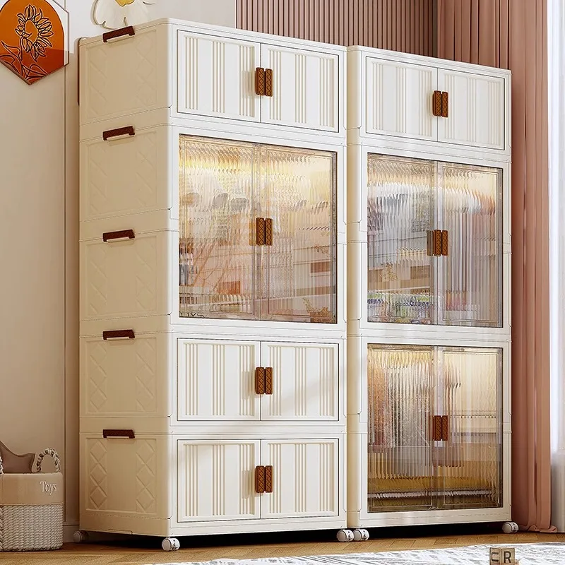 

Wardrobe Containers With Wheels Fold Multi-Layer Floor-Standing Living Room Storage Box Shelf Organizer Bins Kitchen Cabinets