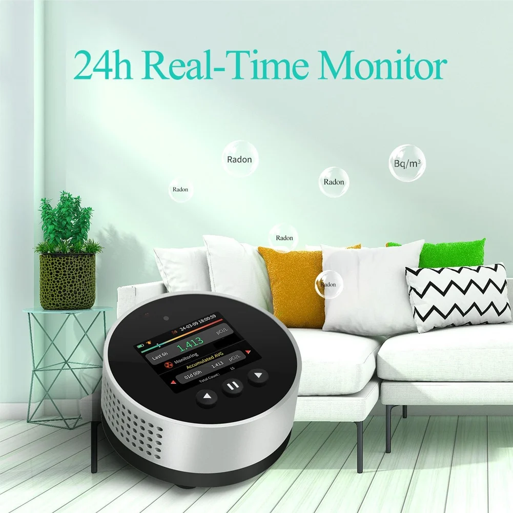 A68Z Portable Radon Detector Alpha Spectrometry Detector With LCD Color Display For Home Basement, Pci/L