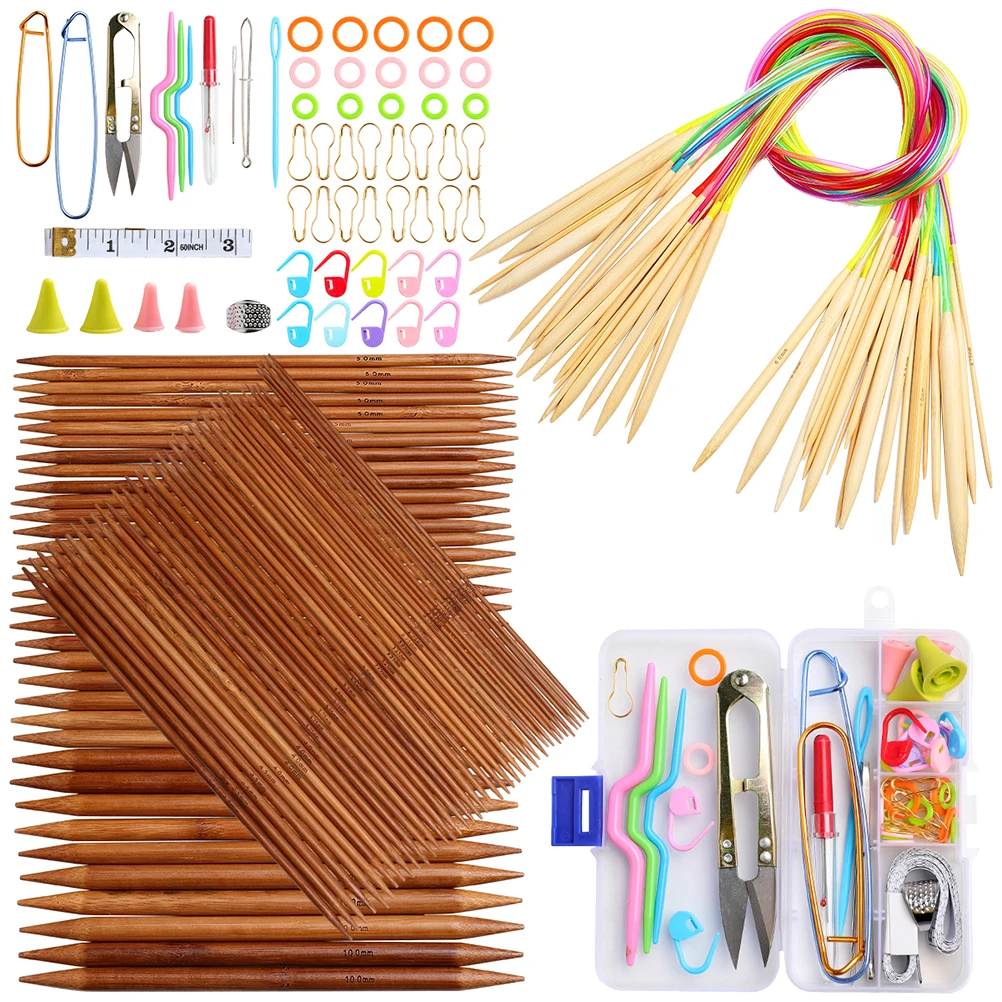 

Bamboo Ring Pin Set Embroidery Kit for Beginners Circular Knitting Needles Round