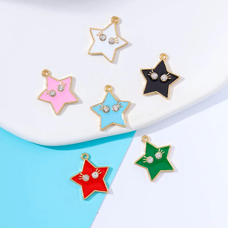 

20pcs 17*19mm Colorful Enamel Alloy Cute Long Eyelash Star Pendant Girls Earring Necklace Bracelet DIY Accessories Jewelry Makin