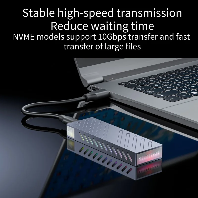 حافظة M.2 SSD بسرعة 10 جيجابت في الثانية M.2 SATA/NVMe محول SSD مزدوج البروتوكول SSD إلى USB 3.1 حاوية خارجية لصندوق NVME PCIE NGFF SATA RGB