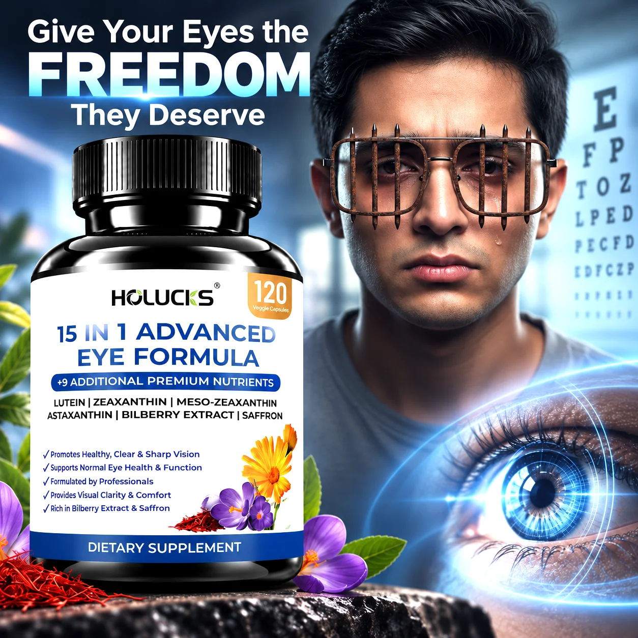 Eye Nourishing Capsules, Zeaxanthin & Bilberry, Support Reduce Eye Dryness, Shield Eyes Against Blue Light, Long-term Eye Health