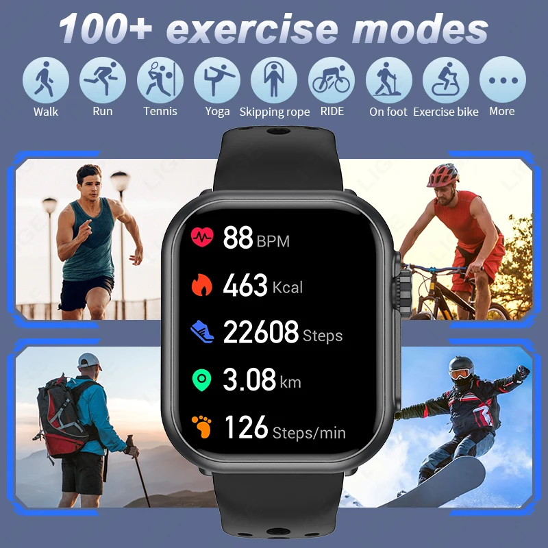 LIGE 2025 Smart Watch Men 1000mah Large Battery Bluetooth Call 1.85'' HD Screen Heart Rate Monitoring Sport Women Smartwatch New