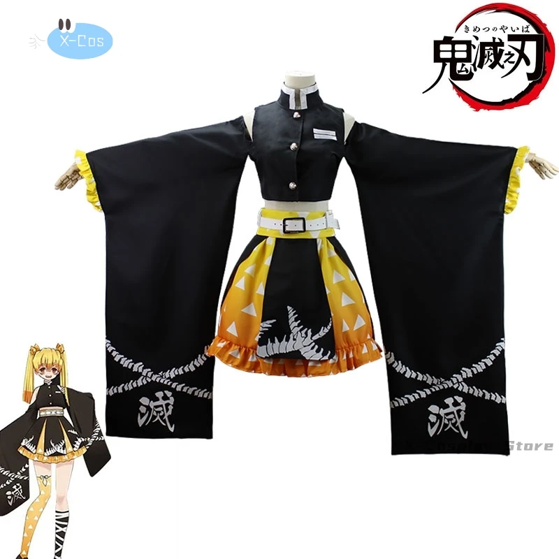 Demon Slayer Cosplay Outfits Costumes: New Items Adult Costume Zenitsu Women Men's Kid Off-the-shoulder Skirt Short Suit Whole