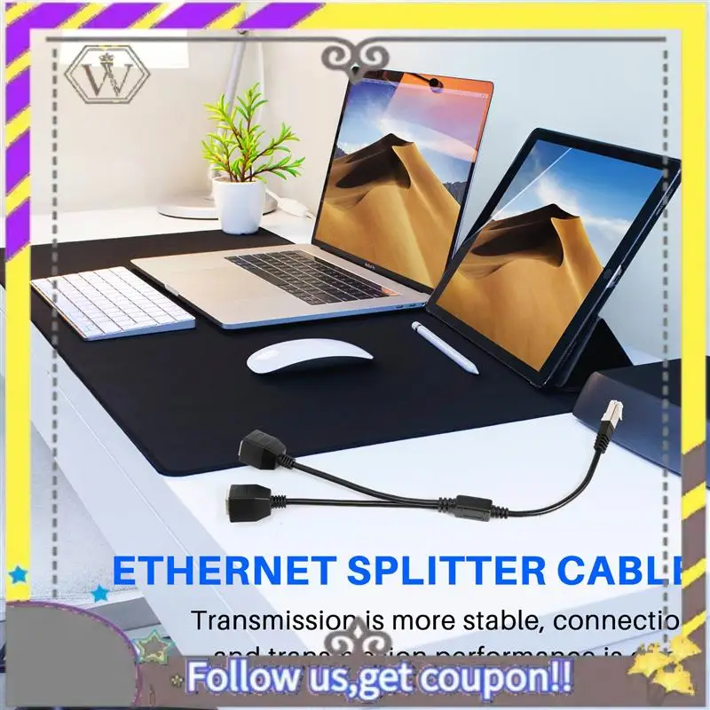 AU33-RJ45 1 Male To 2 Female Ethernet Splitter Cable For Super Cat5, Cat6, Cat7 LAN Ethernet Network Extension Cable Adapter