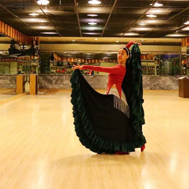Danza del ventre Tribal Ruffle Flamenco Raso 25 Yard 4 Tiered 20Yard 4 Tiered 720 Gradi Gonna Gypsy Skir FH9