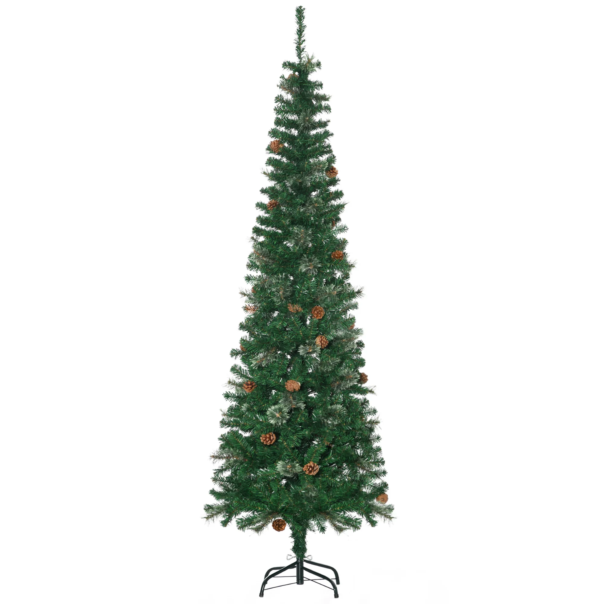 HOMCOM Artificial Christmas tree 195 cm green pencil shape