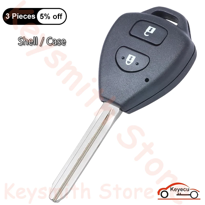 

KEYECU 2 Buttons Case for Toyota Corolla Hiace RAV4 Tarago Prius Hilux Etios Vios Yaris Innova Auto Remote Key Fob Shell Cover