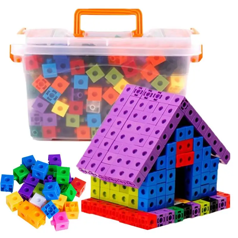 

100pcs Connected Cube Toys For Mathematical Counting Plastic Counting Blocks Colored Mathematical Cubes Home School Preschool