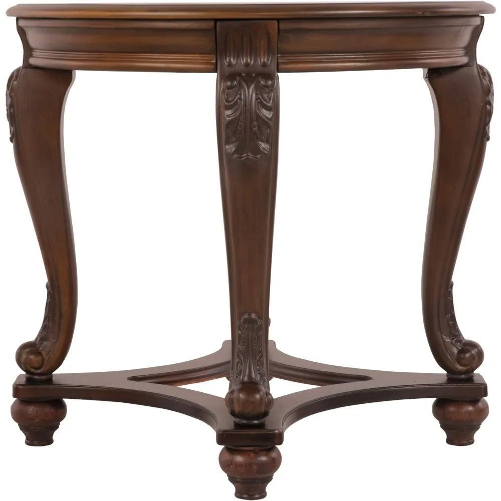 Norcastle Traditional Round End Table, Dark Brown