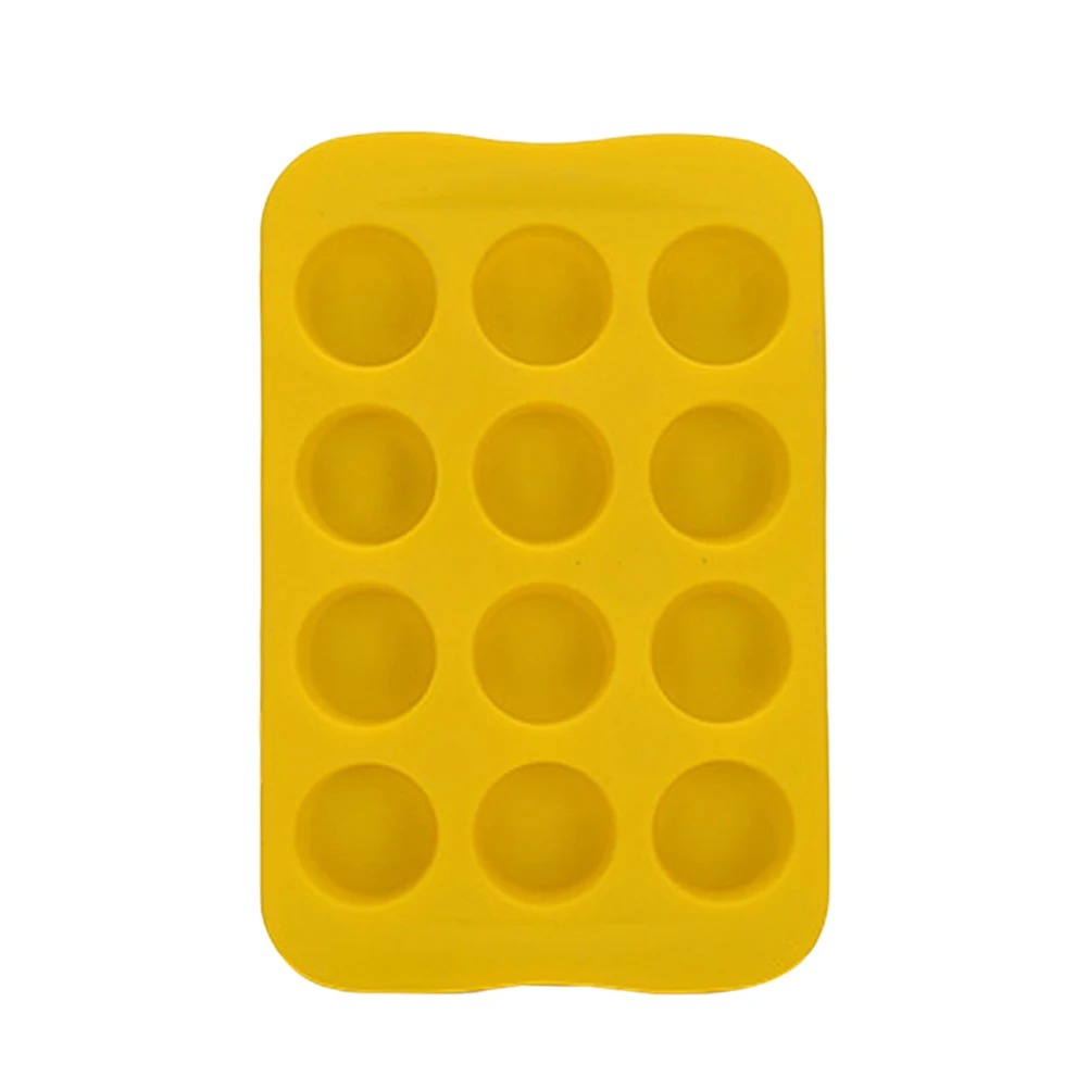 

Silicone Ice Cube Trays Mold 12 Lattices Food Grade Safe Healthy Yellow Circle Easy Demold Perfect for Ice Chocolate Jelly