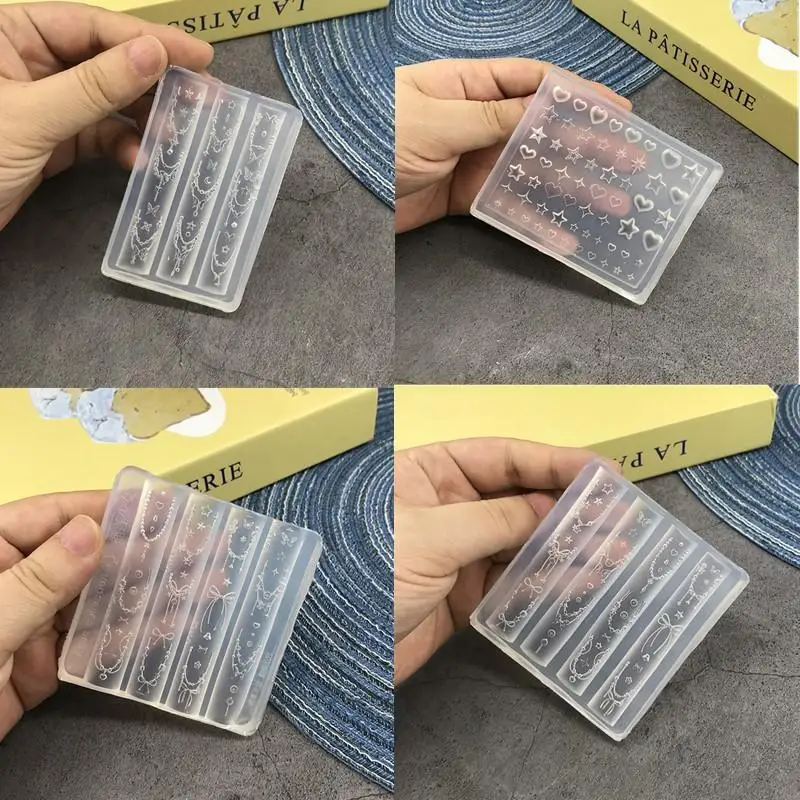 Stampo per unghie Self DIY Bowknot Nastro Catena per unghie Cuore in silicone Decorazione per nail art 3D Pentagramma in silicone Accessori per nail art