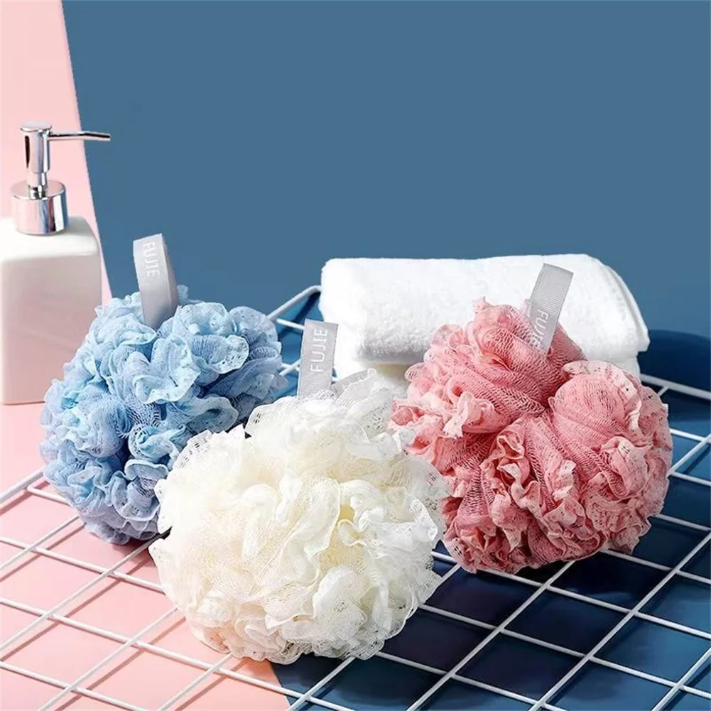 1Pc Sfera da bagno Esfoliante Scrubber per il corpo di grandi dimensioni Spugna Fiore Spazzola Soffio Bagno Luffa Maglia Riutilizzabile Doccia Strumenti di pulizia