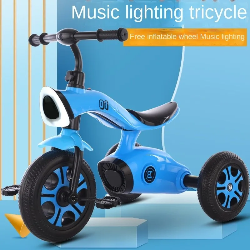 New Children\'s Light Tricycle Music Tricycle With Light Baby Pedal Tricycle Portable Baby Bike Available In Three Colors Hot