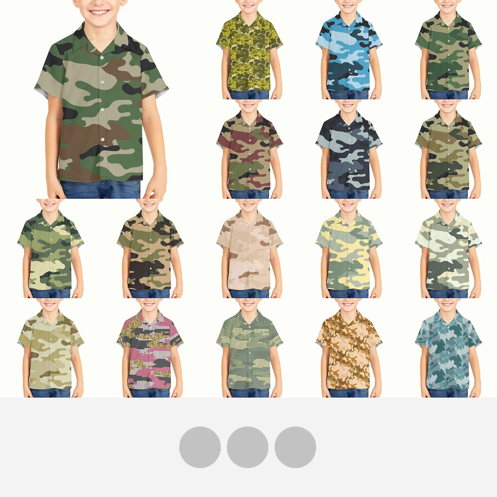 Camouflage Pattern Children Kid Boy Fashion Hawaiian Shirt Casual Colorful Printed Beach Aloha Shirts Short Sleeve Camisa Hawaii