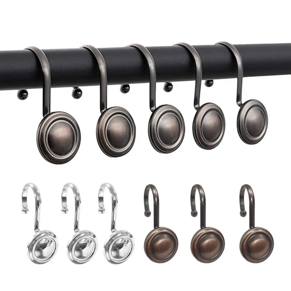 Coated Shower Curtain Hooks Metal Shower Curtain Hooks Decorative Easy Installation Corrosion Resistant Bathroom for Shower