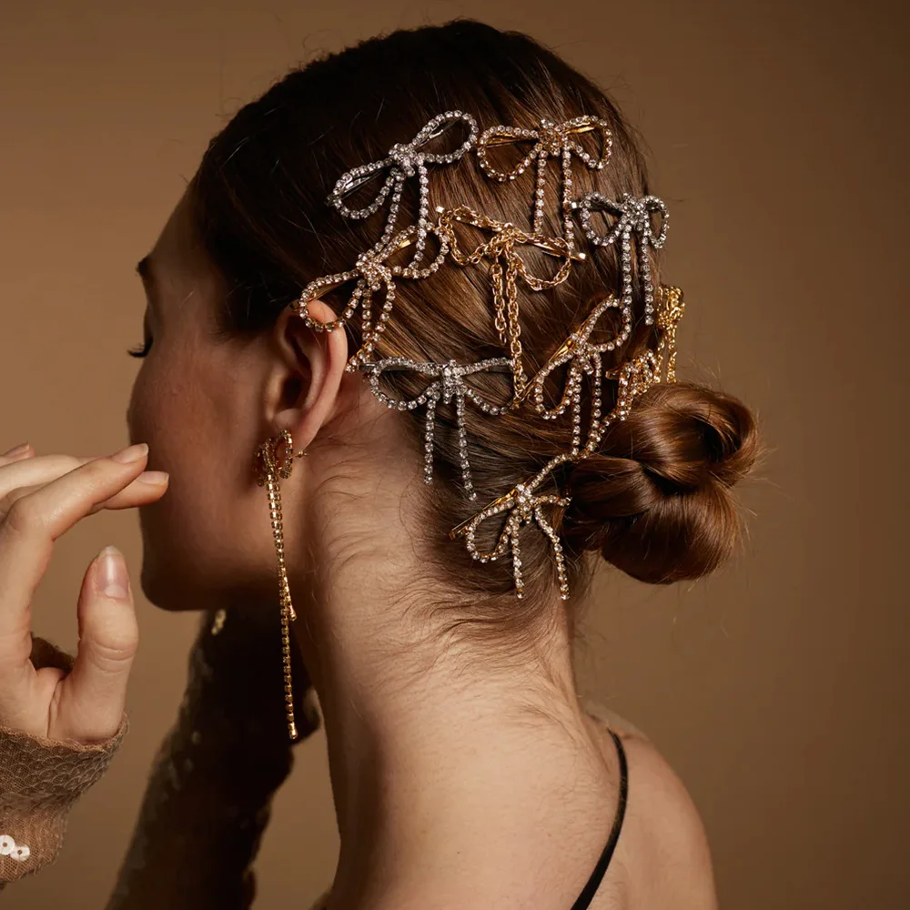 

5PCS New Fashion Girls Hairpin Hair Accessories Women Simple Hair Claw Clip Butterfly Hair Clip Decor Rhinestone Bowknot Gifts