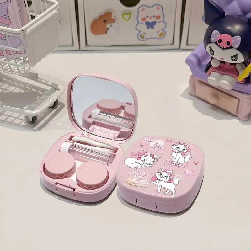

Чехол для контактных линз Disney Marie с зеркальным пинцетом, портативный дорожный чехол для контактных линз, милый аксессуар для хранения косметики для девочек, подарок