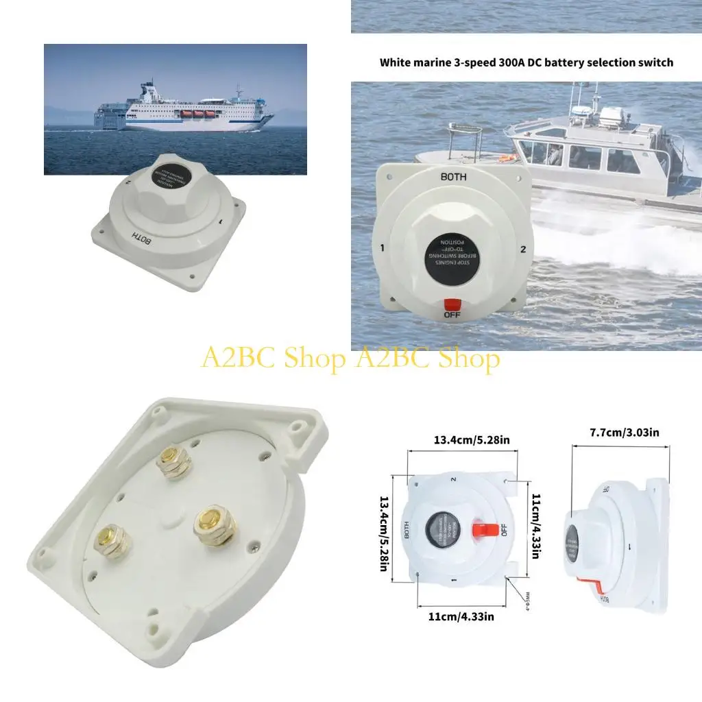 

A2BC White Marine 300A 3-позиционные переключатели аккумуляторной батареи Пластиковая латунная железная конструкция