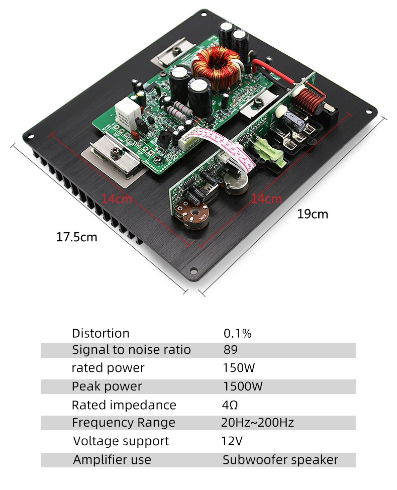 Powerful RMS 150W 4ohm Bass Power Amplifier Subwoofer Amplifier Board 12V Car Audio Amplifiers Board strong Heat dissipation
