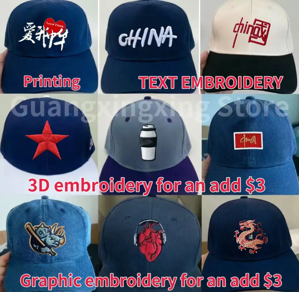 Custom embroidered logo hat Men\'s and women\'s baseball cap design DIY picture printing logo hat Summer sun hat wholesale