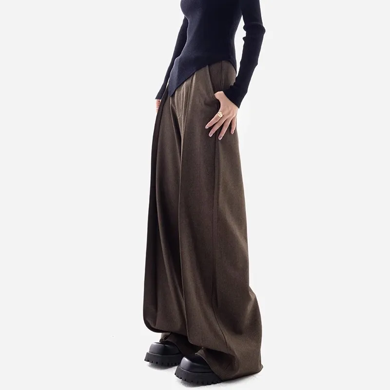 WCFCX STUDIO Y2K High Waist Wide Leg Pants Women Floor-Length Oversized Casual Trousers Harajuku fold Suit Pants