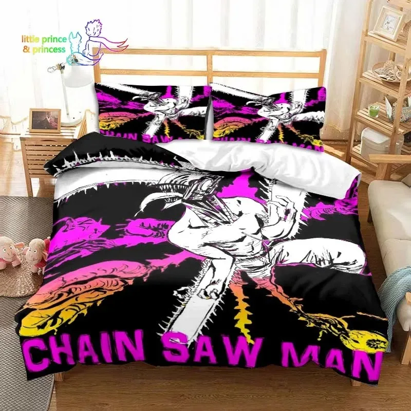 Anime Chainsaw Man Printed Bedding Set Single Twin Full Queen King Size Bed Set Adult Kid Bedroom Bedding Gift