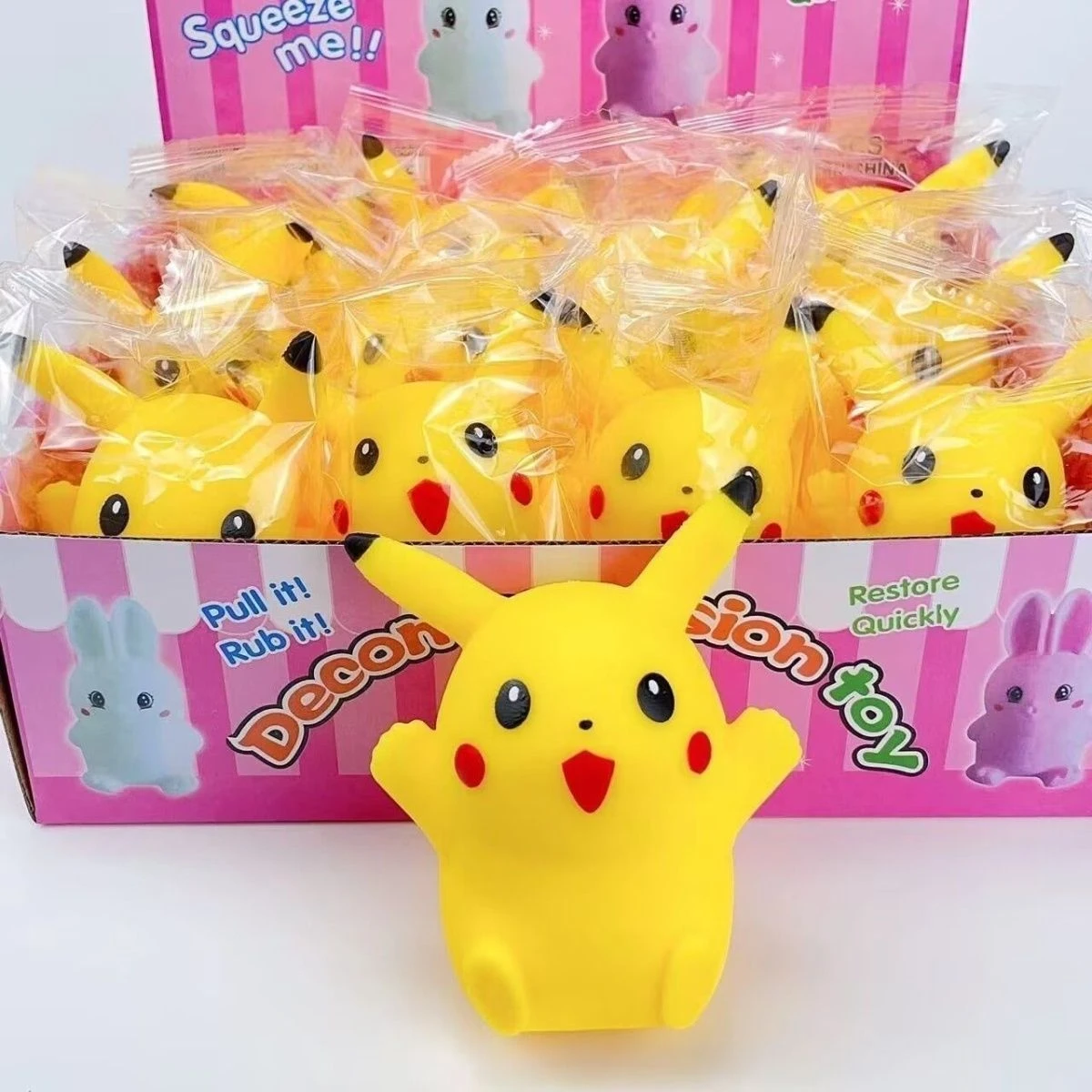 

1/4pcs Pikachu stress ball Soft Stress Relieving Toy Anime Character Shape Plastic Squeezing Toy Doll Adult Hand Pinched Toy Gif