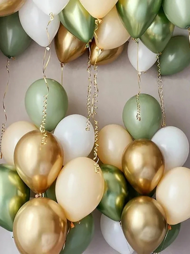 40 pçs 10 polegada abacate cor da pele verde balões de látex chá de bebê decoração de casamento metálico ouro globos fontes de festa de aniversário