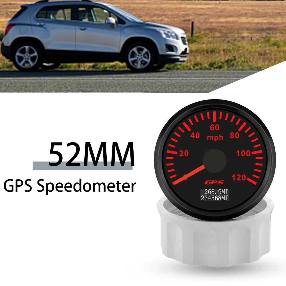 ELING 52 مللي متر قارب 0-30MPH 80MPH 0-200MPH GPS عداد السرعة عداد المسافات Tripmeter مع هوائي GPS 7 اللون الخلفية لشاحنة سيارة 9-32 فولت #4