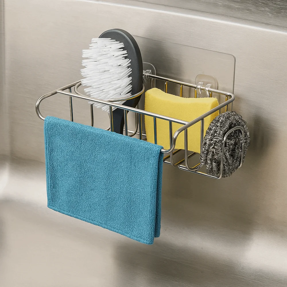 

Stainless Steel Sponge Drainer Rack Hollowed Rustproof Sponge Stand Waterproof Space Saving Kitchen Sink Organizer