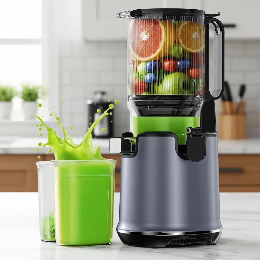 

Соковыжималка холодного отжима с увеличенным загрузочным отверстием 5.3, для целых овощей и фруктов, легко моется, высокая производительность, медленное прессование