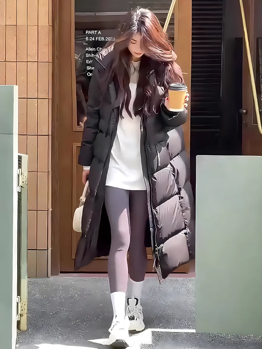 

Faionable Casual High-End White Du down Puffer Jaet Women's Long Coat Hooded Stand Collar New Arrival Winter 2025