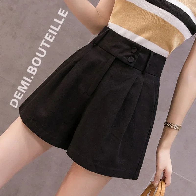 Frauen Shorts Gelb Lose Breite Hohe Taille Im Freien Zu Tragen Bequeme Streetwear Baggy Weiblichen Kurzen Hosen Ästhetische Mode XT720