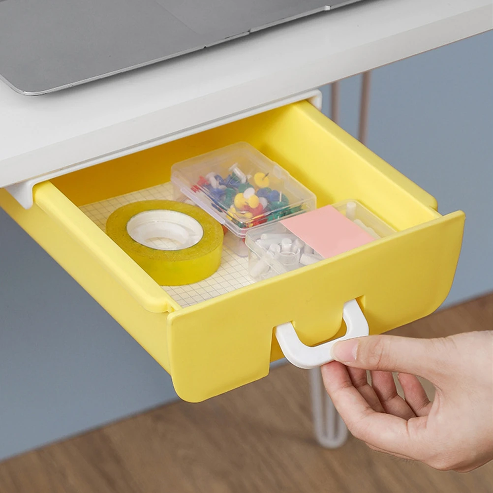 

Deep Desk Drawer ganizer Storage Box Hidden Plastic Smooth Edges for Pens Scissors Erasers USB Cables Under Table Space