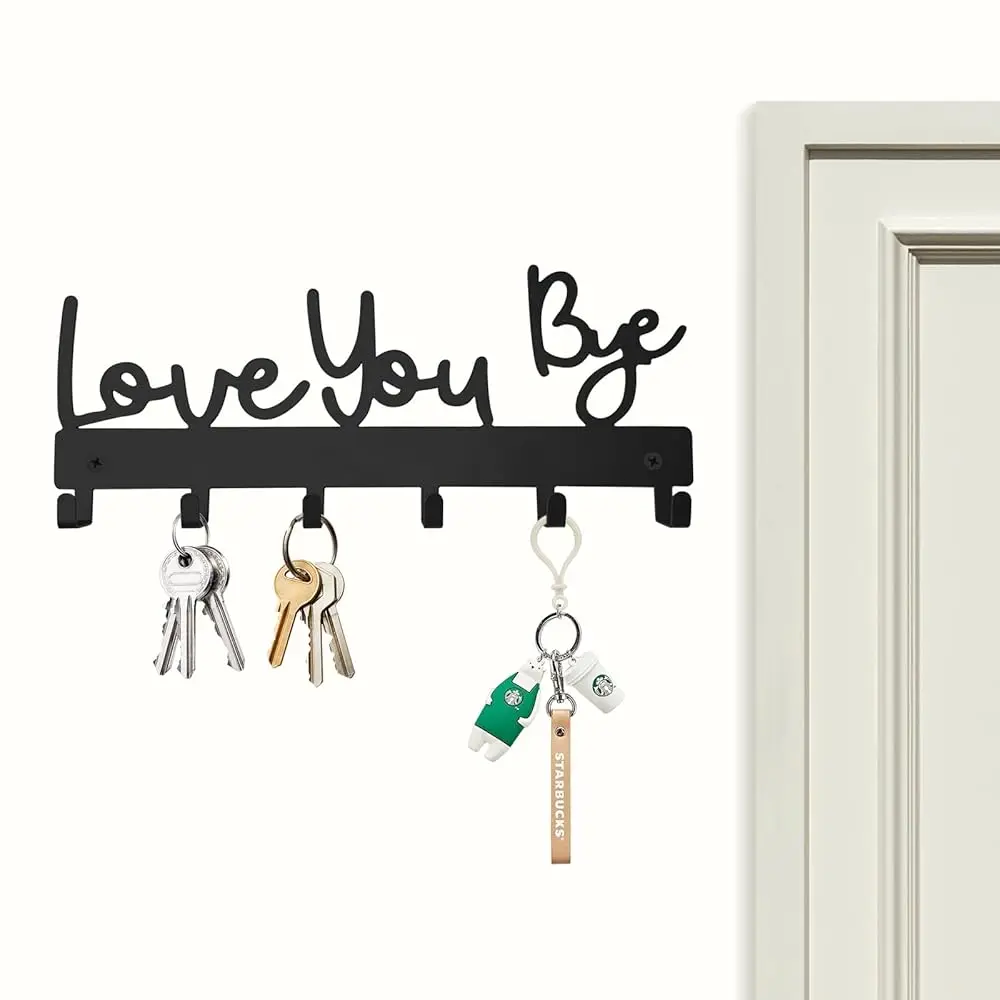 

Настенный держатель для ключей с надписью «Love You Bye» и 6 крючками, органайзер-вешалка для ключей, декор для выражения любви