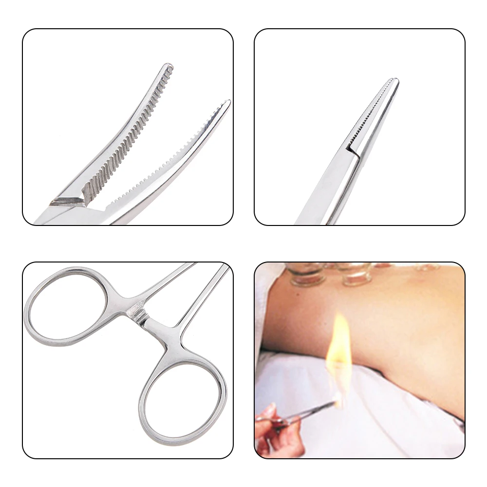 Stainless Steel Curved Tip and Straight Tip Forceps Locking Clamps Hemostatic Forceps Arterial Forceps Clamp Fish Hook Pliers