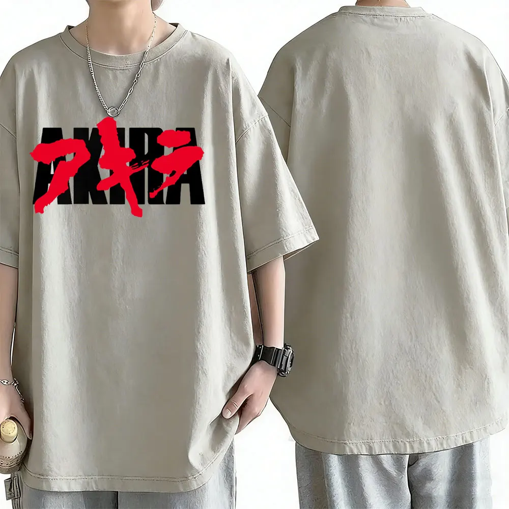 Japanese Science Fiction Cartoon Movie Anime Akira Shotaro Kaneda Vintage Washed T Shirts Men Women Cotton Oversized T-shirts
