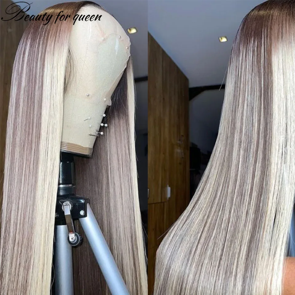 Silver Brown 13x4 Transparent Lace Front Wig 100%Human Hair Quality 180%Density Having A Wig Gives You The Courage To Start Over
