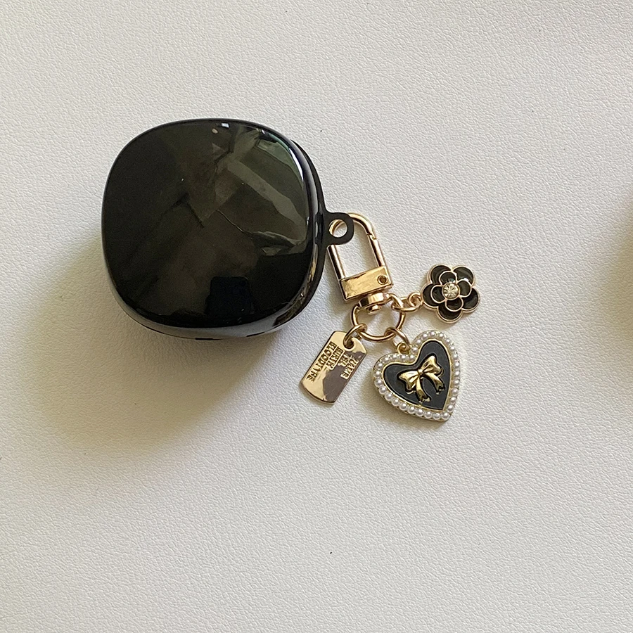 Caso de silicone para samsung galaxy botões fe/live /buds2 2 pro, caso bonito com pêssego/pingente de flor