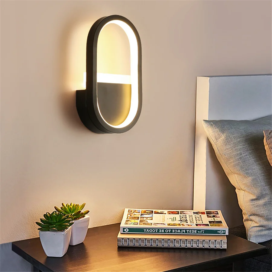 

Indoor LED Wall Light Oval Shape Bedside Lamp Modern Nordic Lighting for Bedroom Home Hallway Study Living Room Staircase Sconce