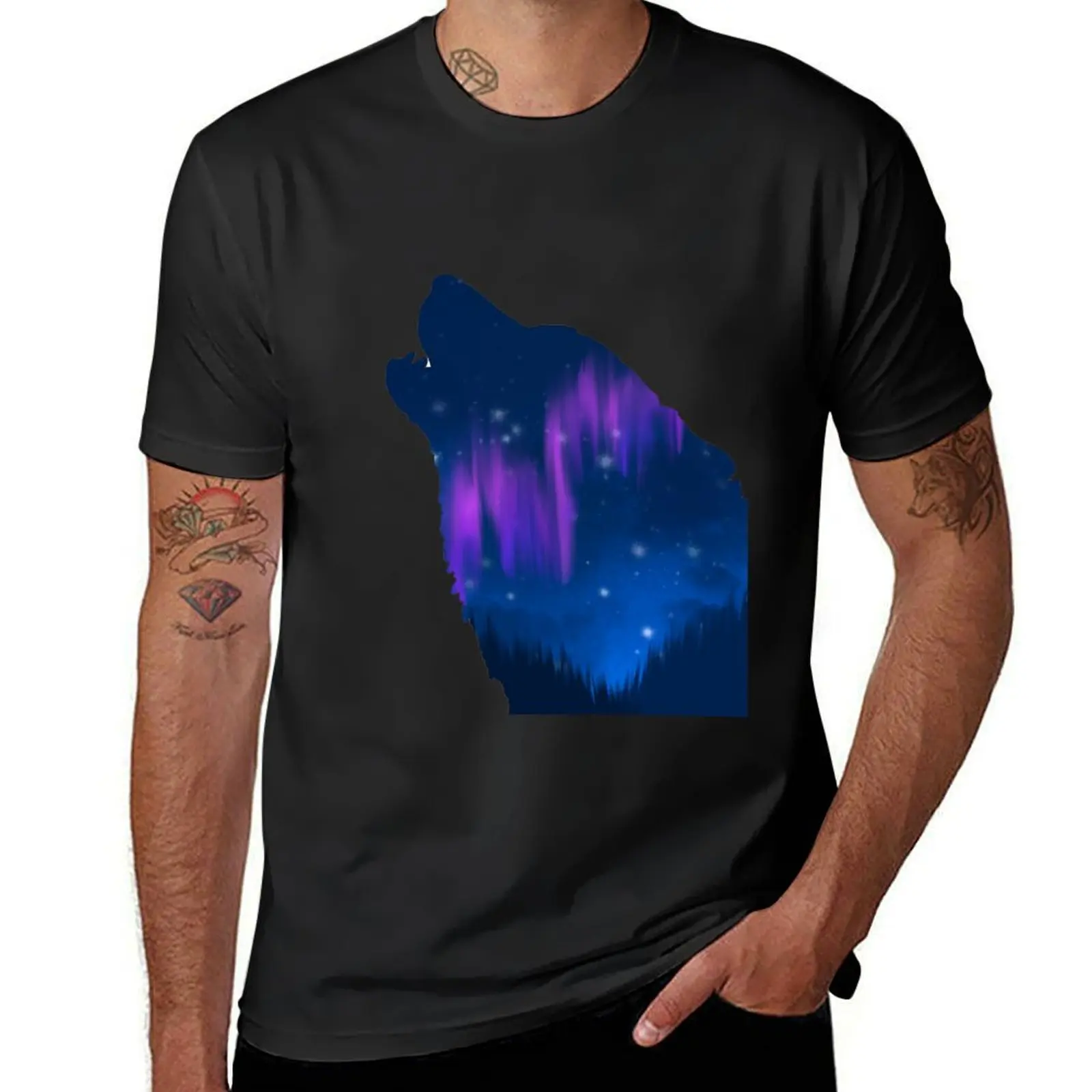 

Northern Lights Wolf T-Shirt sports fans blanks funny t shirts for men