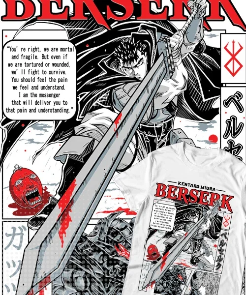

Camiseta unisex Berserk Kentaro Miura Ataca Cotton anime T-shirt