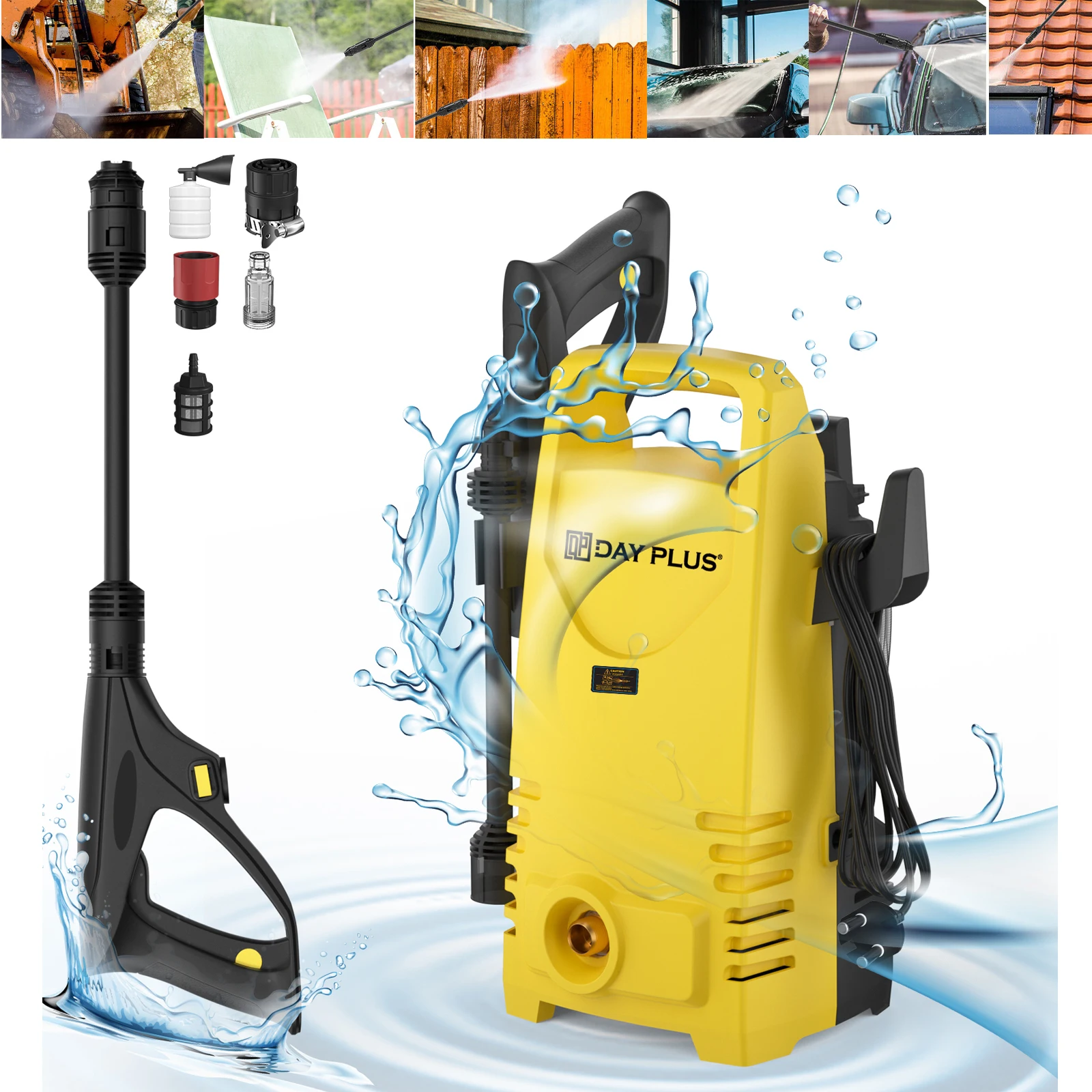 

Электрическая мойка высокого давления BRIEFNESS 125 бар, струйная мойка, чистка автомобиля на патио, 1-180 ° Регулируемая насадка