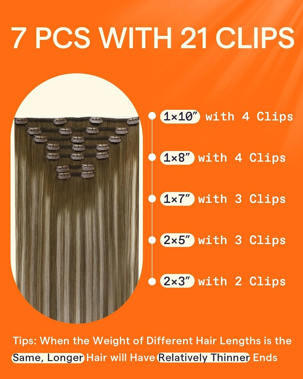 Full Shine Clip on Human Natural Hair Extensions 7 Pcs Weave Clip in Remy Straight Hair for Long and Volume