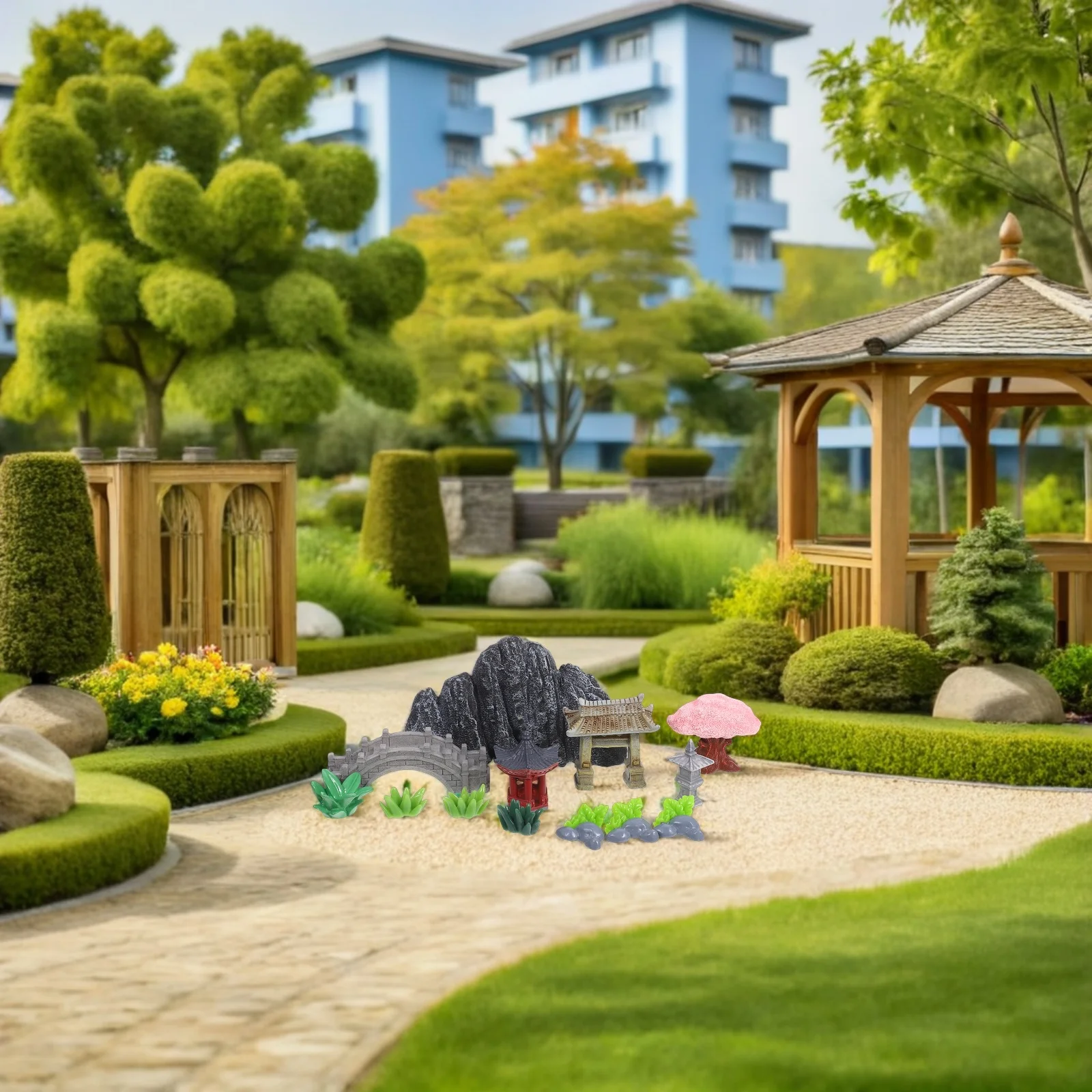 

13 Pcs Miniature Landscape Rockery Indoor Stone Decoration Fake Pavilion Resin Statue Bonsai Mountain Artificial Outdoor Garden