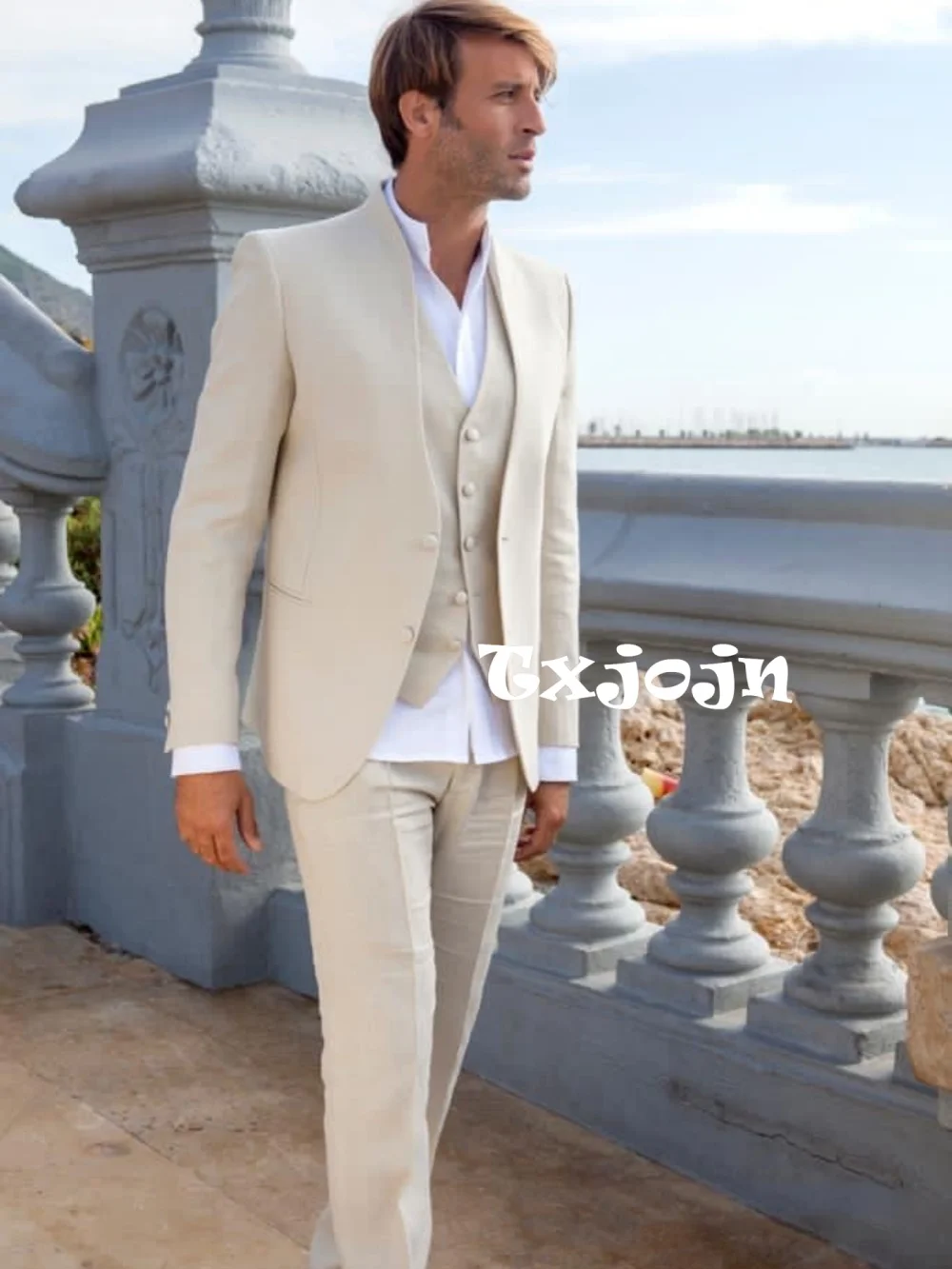 

Men's Summer Linen Suit Set 3 Pieces Wedding Groom Sets High Quality Man Suit Banquet Party Wear New Plus Size Tuxedo S-6XL